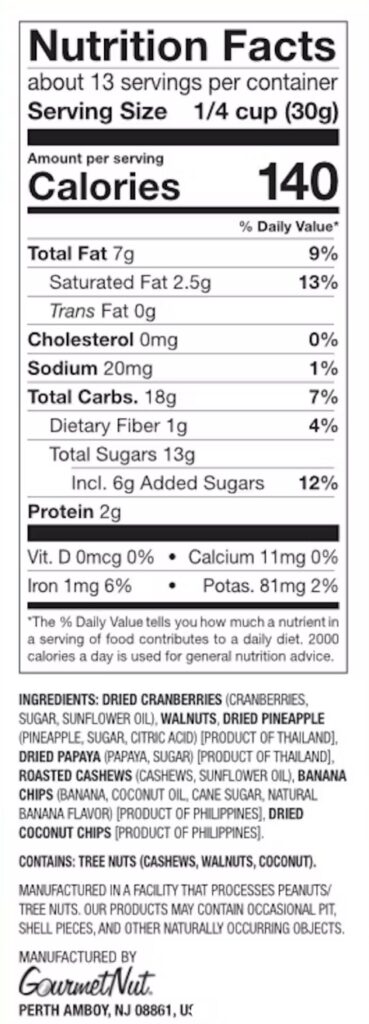 trail mix nutrition facts